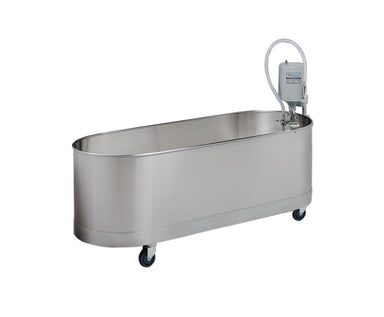 Whitehall L-90-M mobile whirlpool therapy tub, 90-gallon stainless steel hydrotherapy unit for rehab, sports therapy, and recovery treatments.