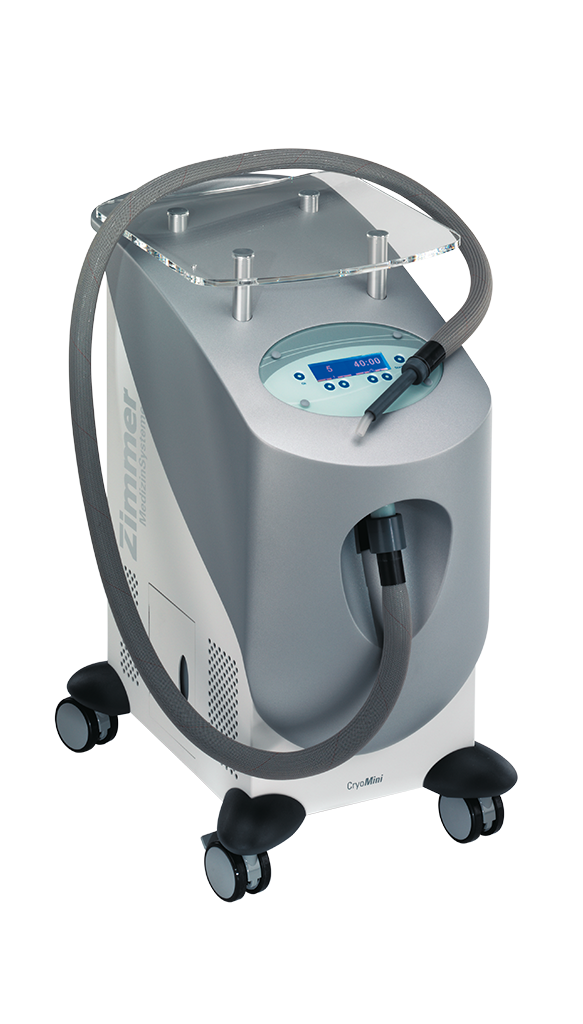 Zimmer Cryo Mini cryotherapy device with compact design, used for skin cooling and cold therapy treatments in medical and aesthetic settings